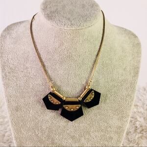 Black Brushed Gold Necklace Chain Statement 19"